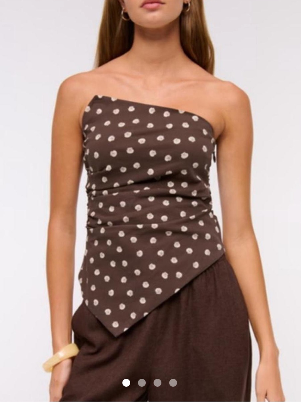 abercrombie brown shell Asymmetrical Strapless Top